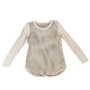 NWT Made for impulse Long Sleeve Top Size S Open Weave Top Antique White